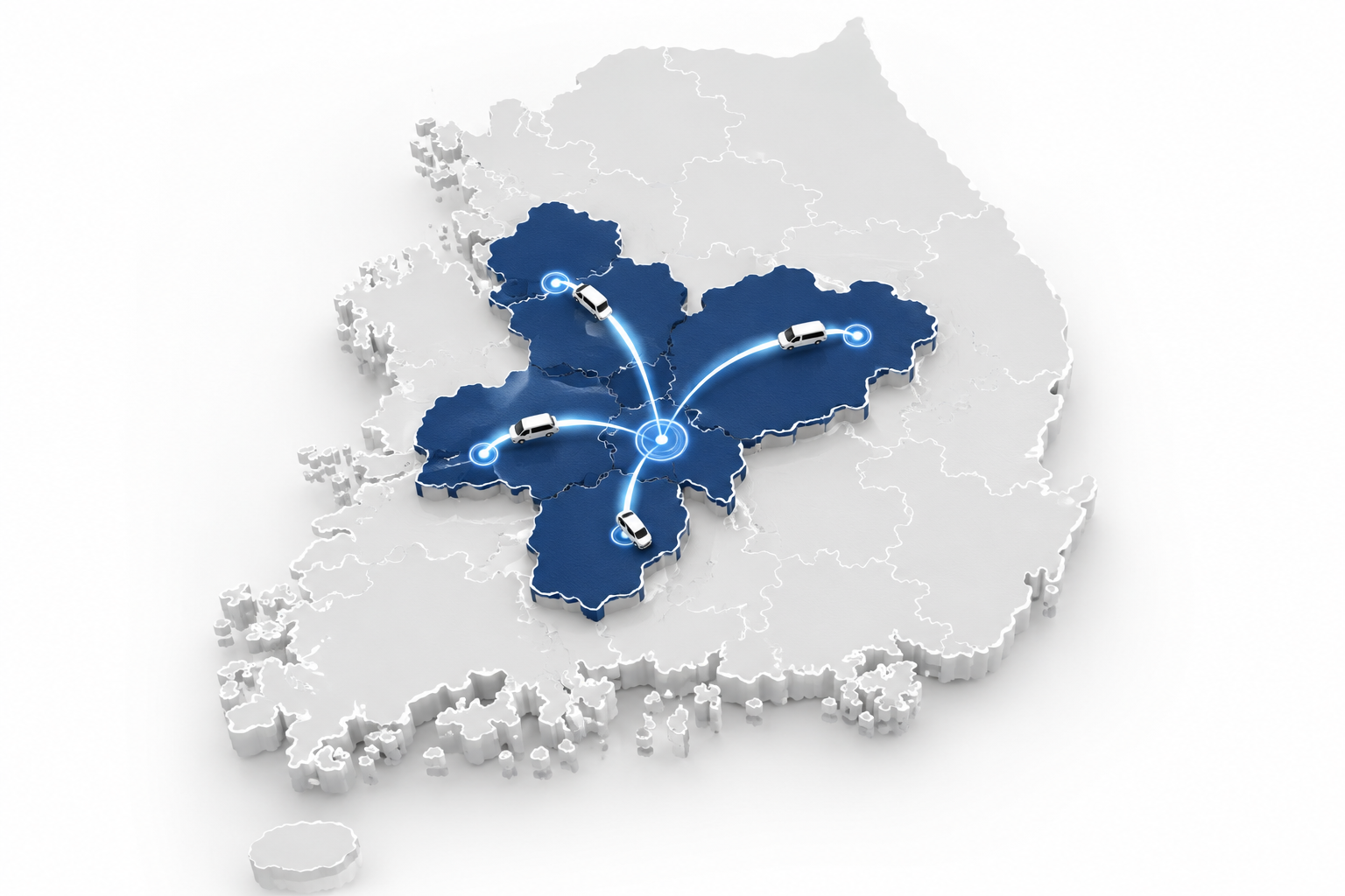 충청권 출동 가능지역 지도 - 대전, 세종, 청주, 천안, 공주